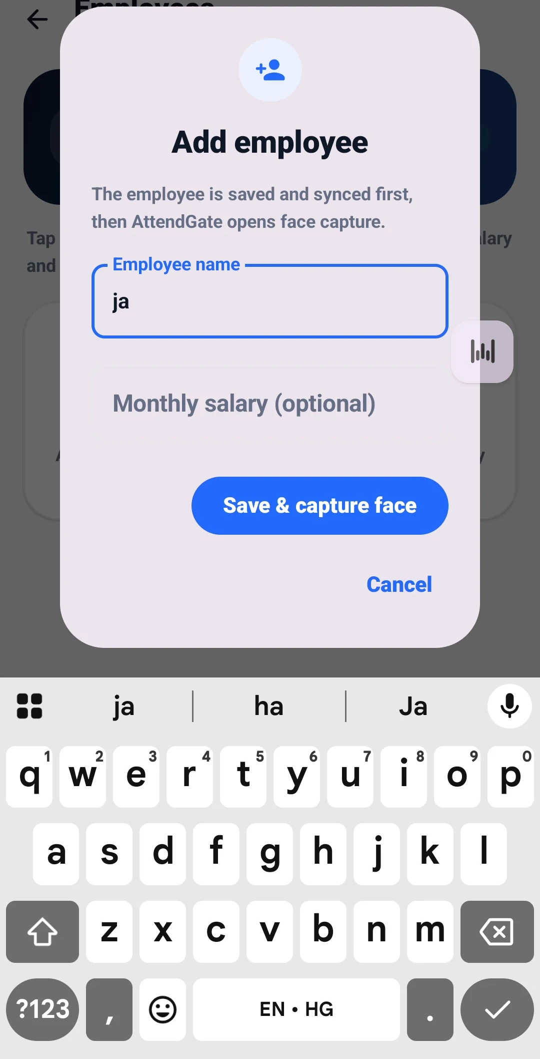 Employee registration