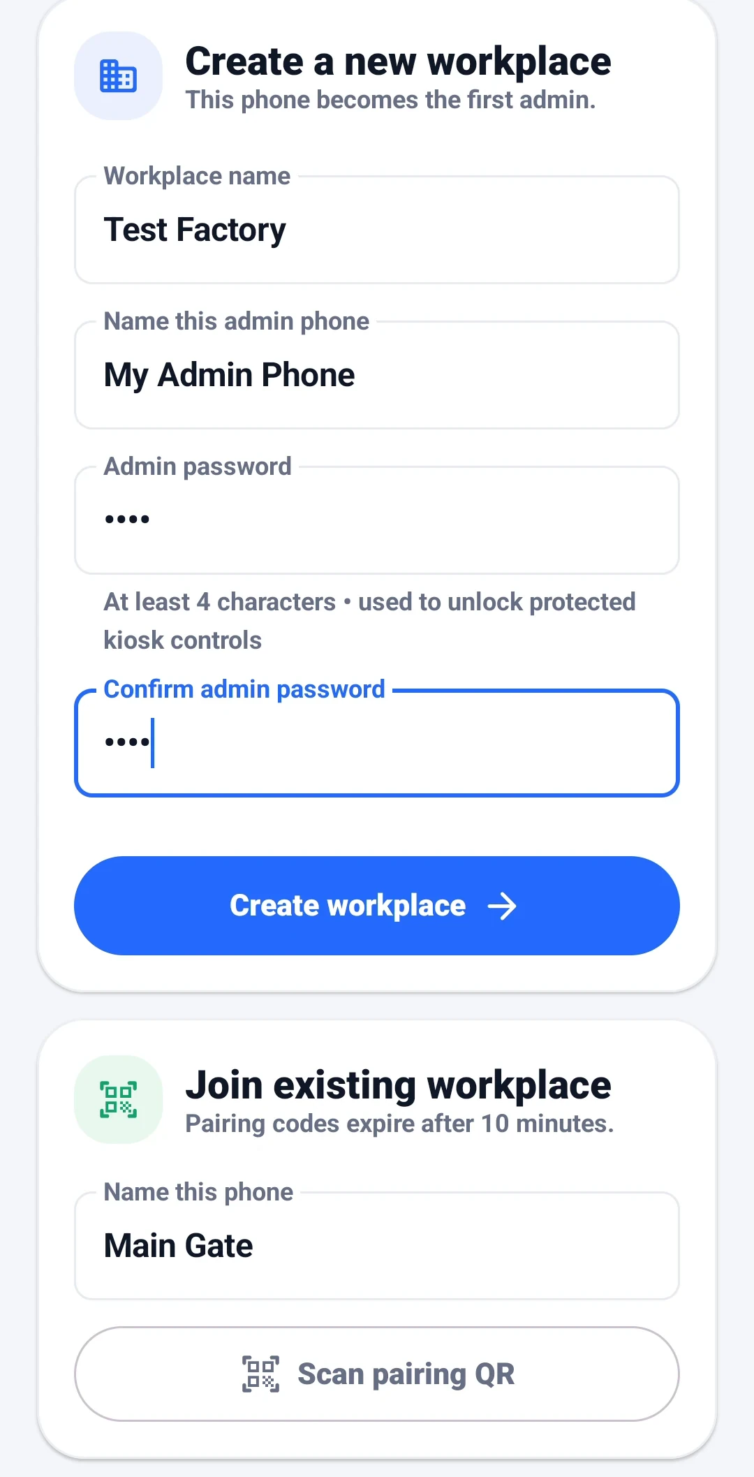 Set up workplace screen
